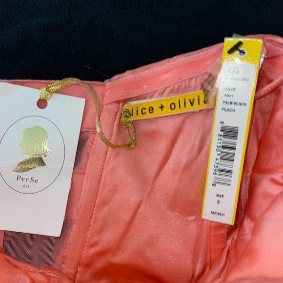 Alice + Olivia Coral Pink Tweed Bustier Style Dress Size 2 NWT - Picture 6 of 6